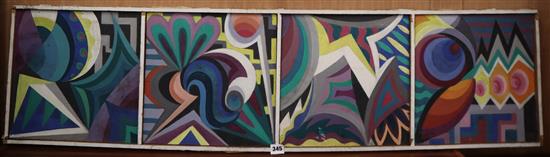 Rosa Schafer, oil on board, Variations, overall 33 x 128cm